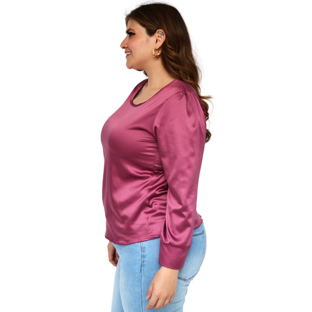 Foto 2 | Blusa de Satín Roman Fashion 2130 color Púrpura