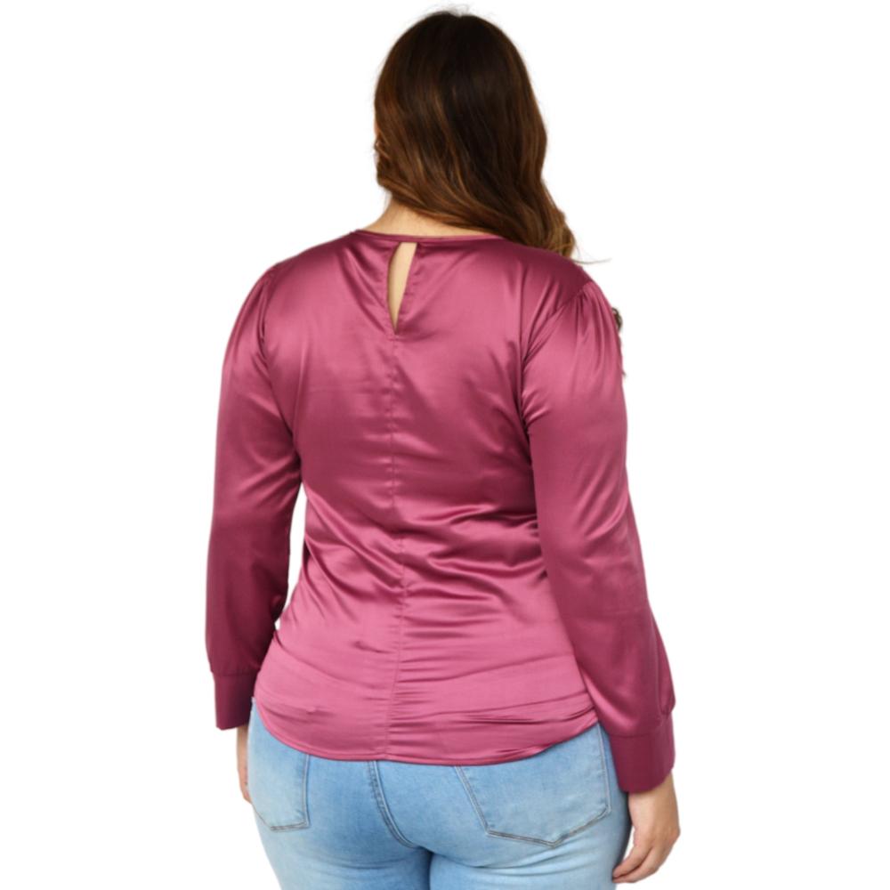 Foto 4 pulgar | Blusa de Satín Roman Fashion 2130 color Púrpura