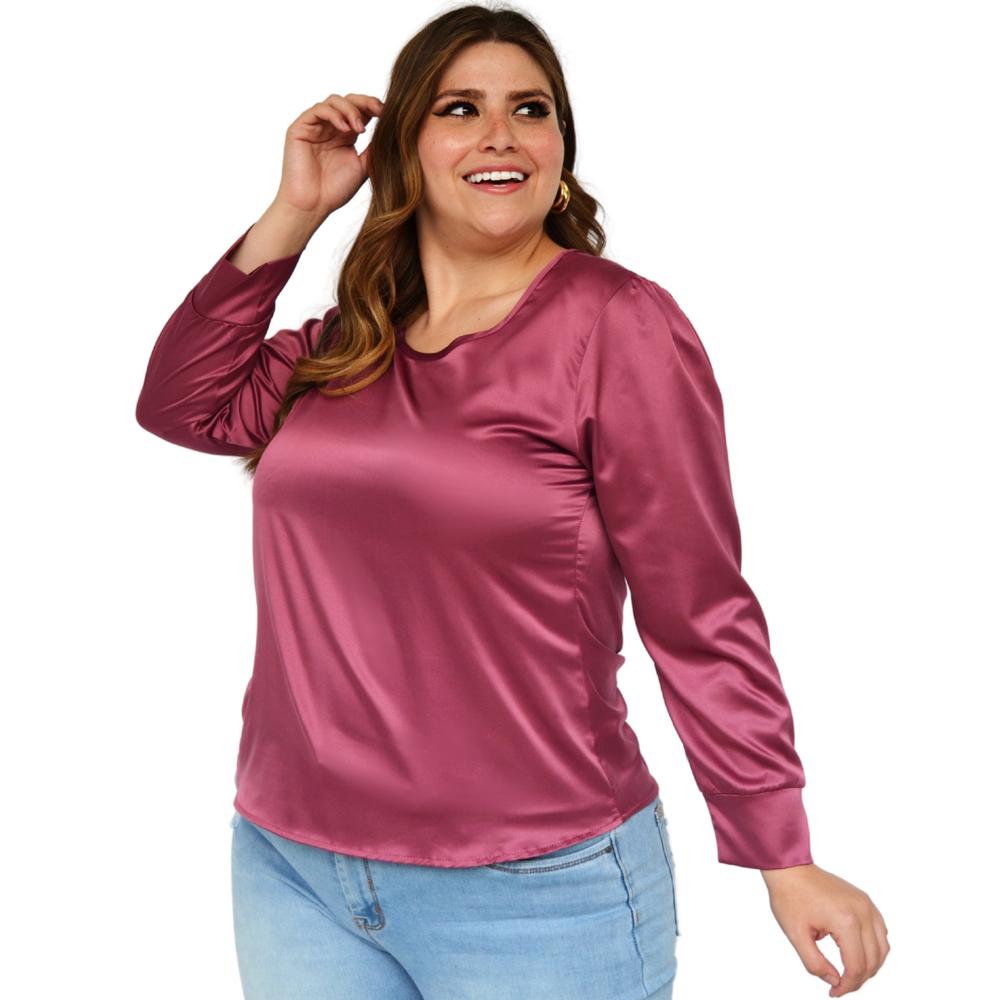 Foto 5 pulgar | Blusa de Satín Roman Fashion 2130 color Púrpura