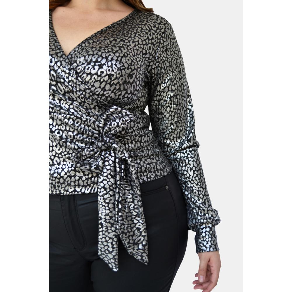 Foto 3 pulgar | Blusa Print Roman Fashion BL-GR-1758 Plateada Tallas Extras