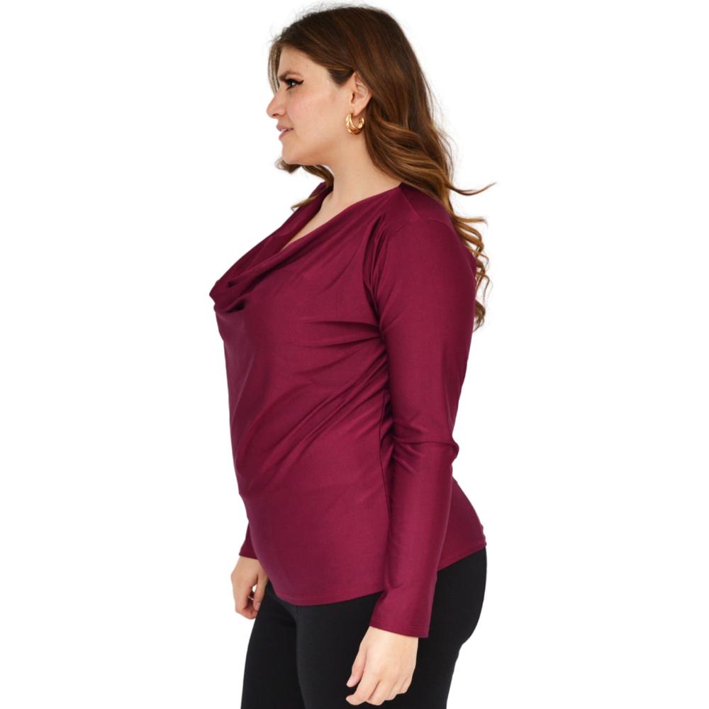 Foto 2 | Blusa de Satín Roman Fashion 1787 color Vino
