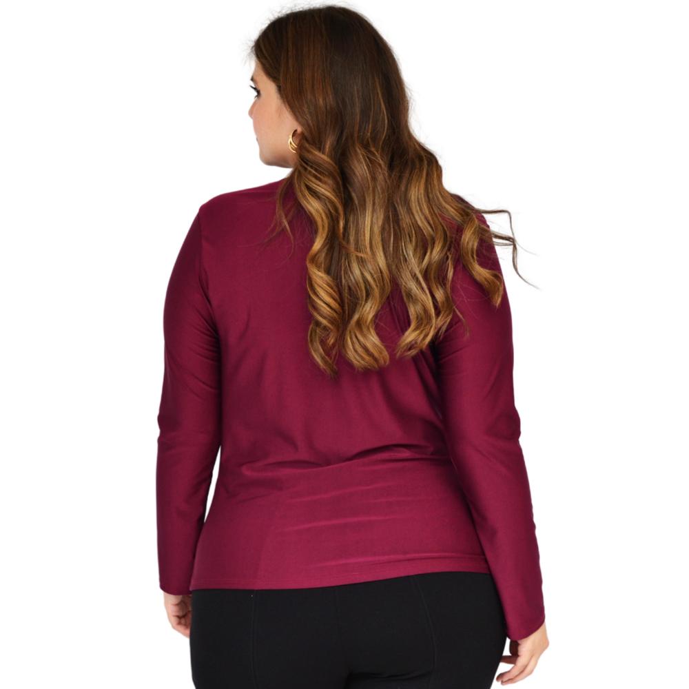 Foto 4 pulgar | Blusa de Satín Roman Fashion 1787 color Vino
