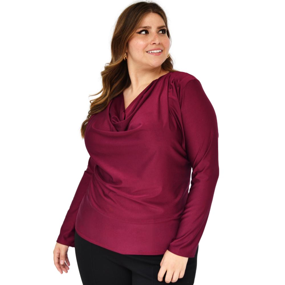 Foto 5 pulgar | Blusa de Satín Roman Fashion 1787 color Vino