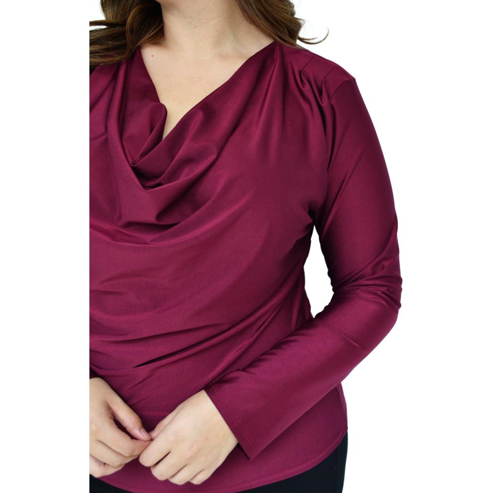 Foto 6 pulgar | Blusa de Satín Roman Fashion 1787 color Vino