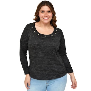 Foto 1 | Blusa Tejida con Perlas Roman Fashion 1138 color Gris