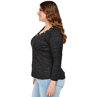 Foto 2 | Blusa Tejida con Perlas Roman Fashion 1138 color Gris