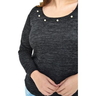 Foto 4 | Blusa Tejida con Perlas Roman Fashion 1138 color Gris