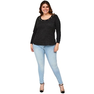 Foto 5 | Blusa Tejida con Perlas Roman Fashion 1138 color Gris
