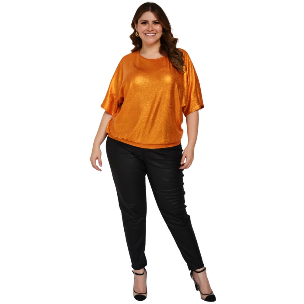Foto 7 pulgar | Blusa Oversize Roman Fashion BL-GR-1805-DORADO color Naranja Tallas Extras