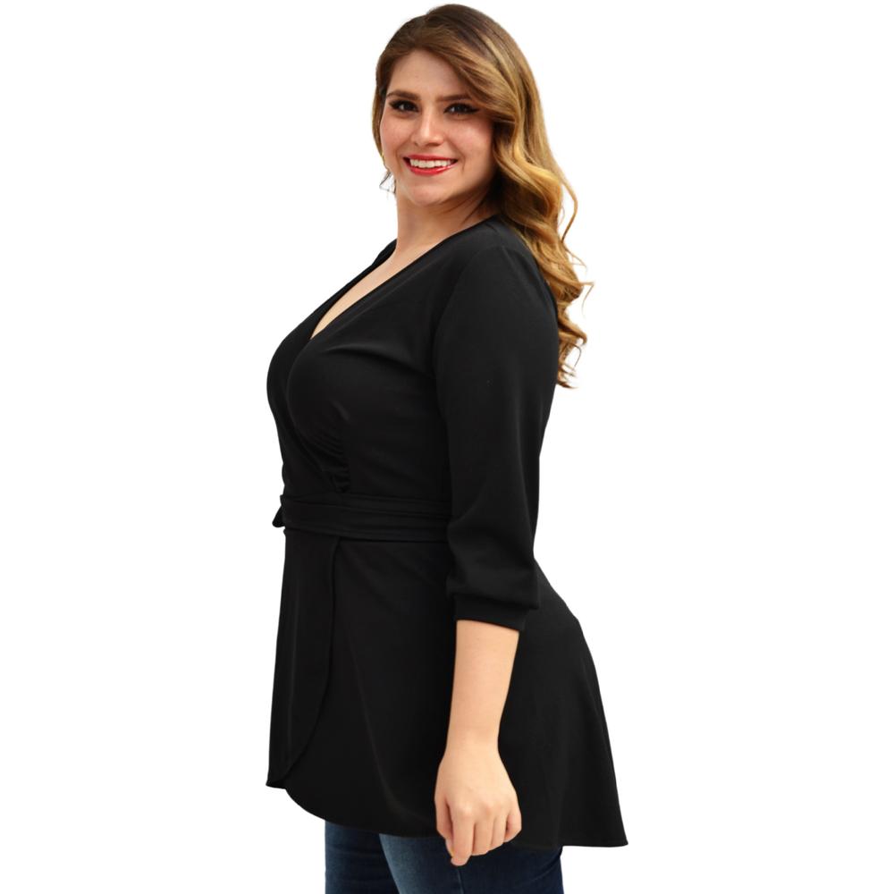 Foto 1 | Blusa Asimétrica ROMAN FASHION 1763 color Negro Tallas Extras