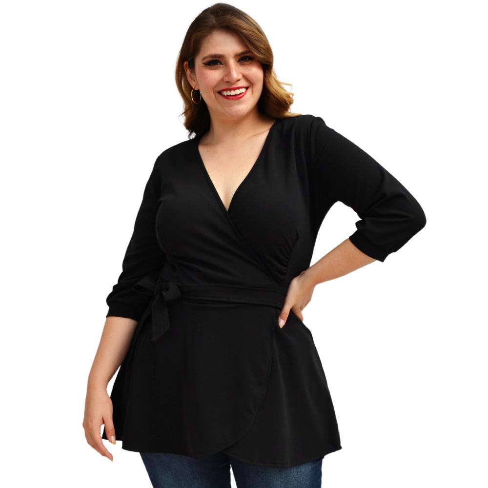 Foto 2 | Blusa Asimétrica ROMAN FASHION 1763 color Negro Tallas Extras