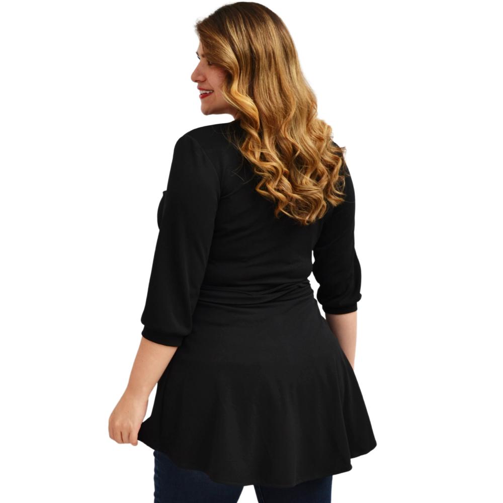 Foto 4 pulgar | Blusa Asimétrica ROMAN FASHION 1763 color Negro Tallas Extras
