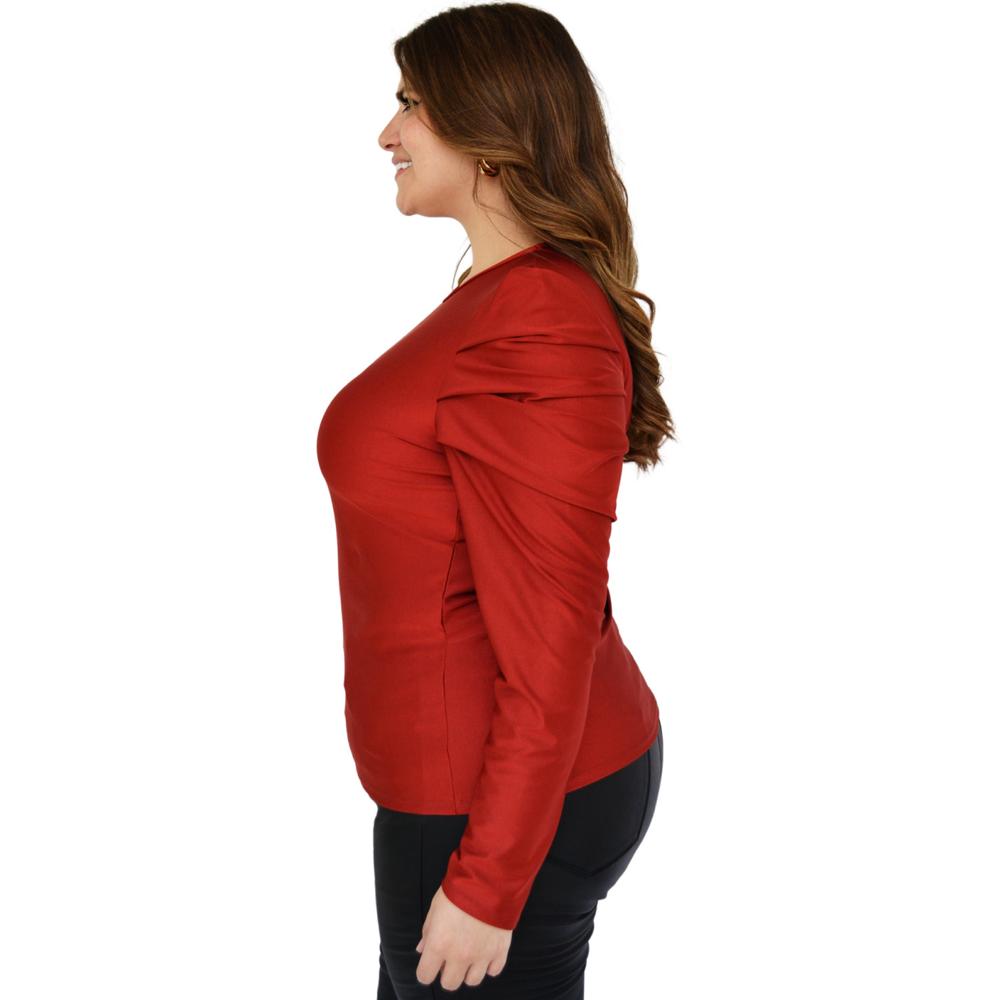 Foto 3 pulgar | Blusa de Manga Farol ROMAN FASHION 1800 color Rojo Tallas Extras