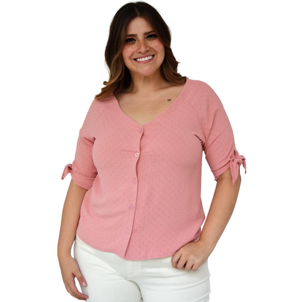 Blusa para Dama Roman Fashion cuello V 7375 color Rosa
