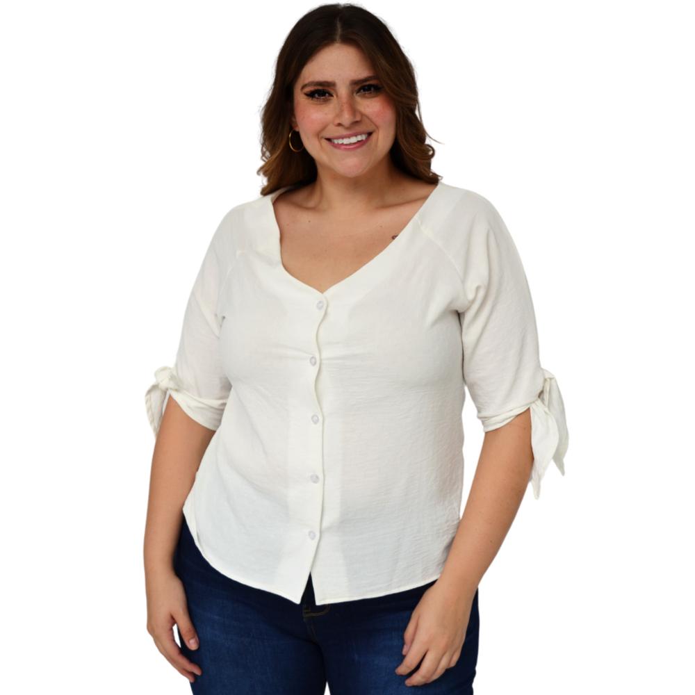 Blusa para Dama Cuello V Talla Extra 7375 color Blanco