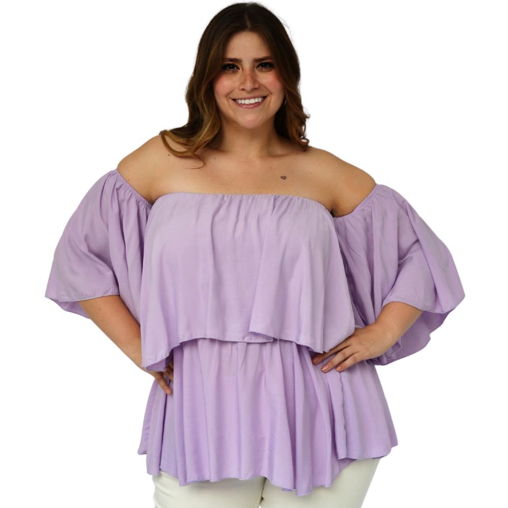 Blusa Strapless Roman Fashion 1652 color Lila para Mujer