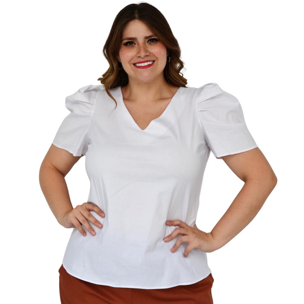 Blusa para Dama Roman Fashion de Popelina 2127 color Blanco