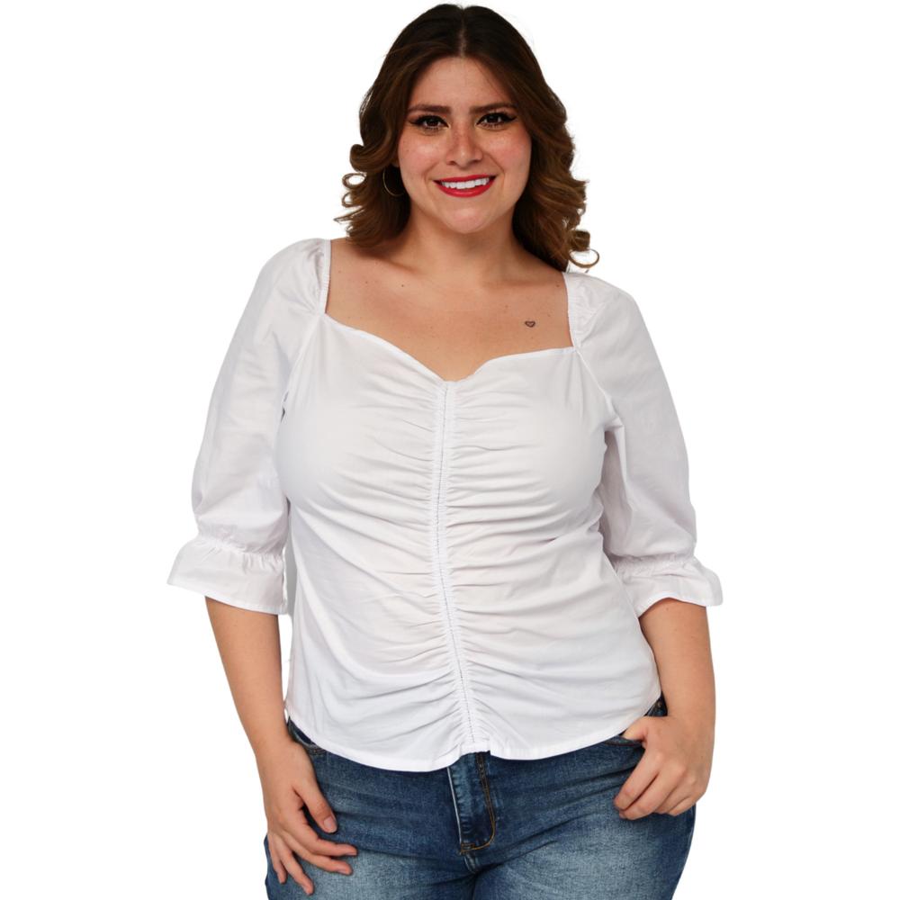 Blusa para Dama Roma Fashion 0109 color Blanco Talla Extra