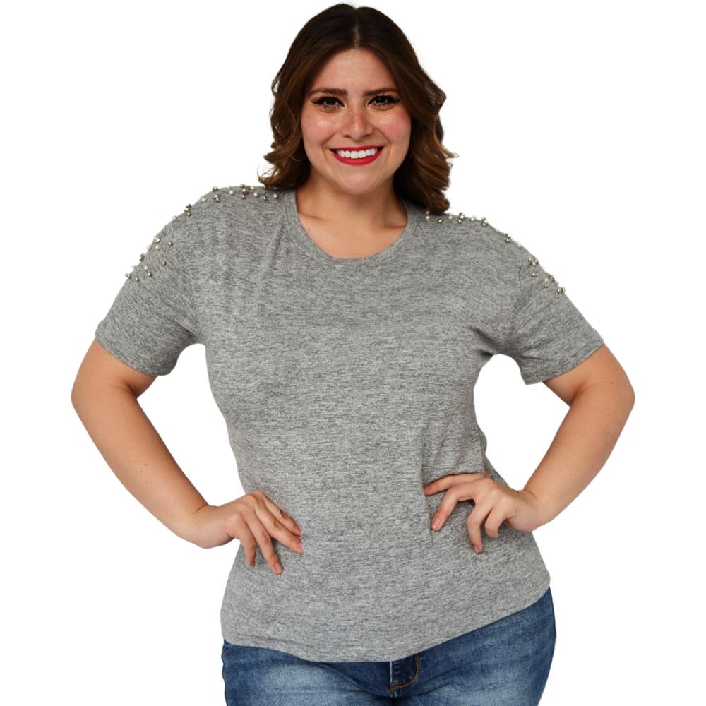 Blusa para Dama Roman Fashion Talla Extra3022-C color Gris