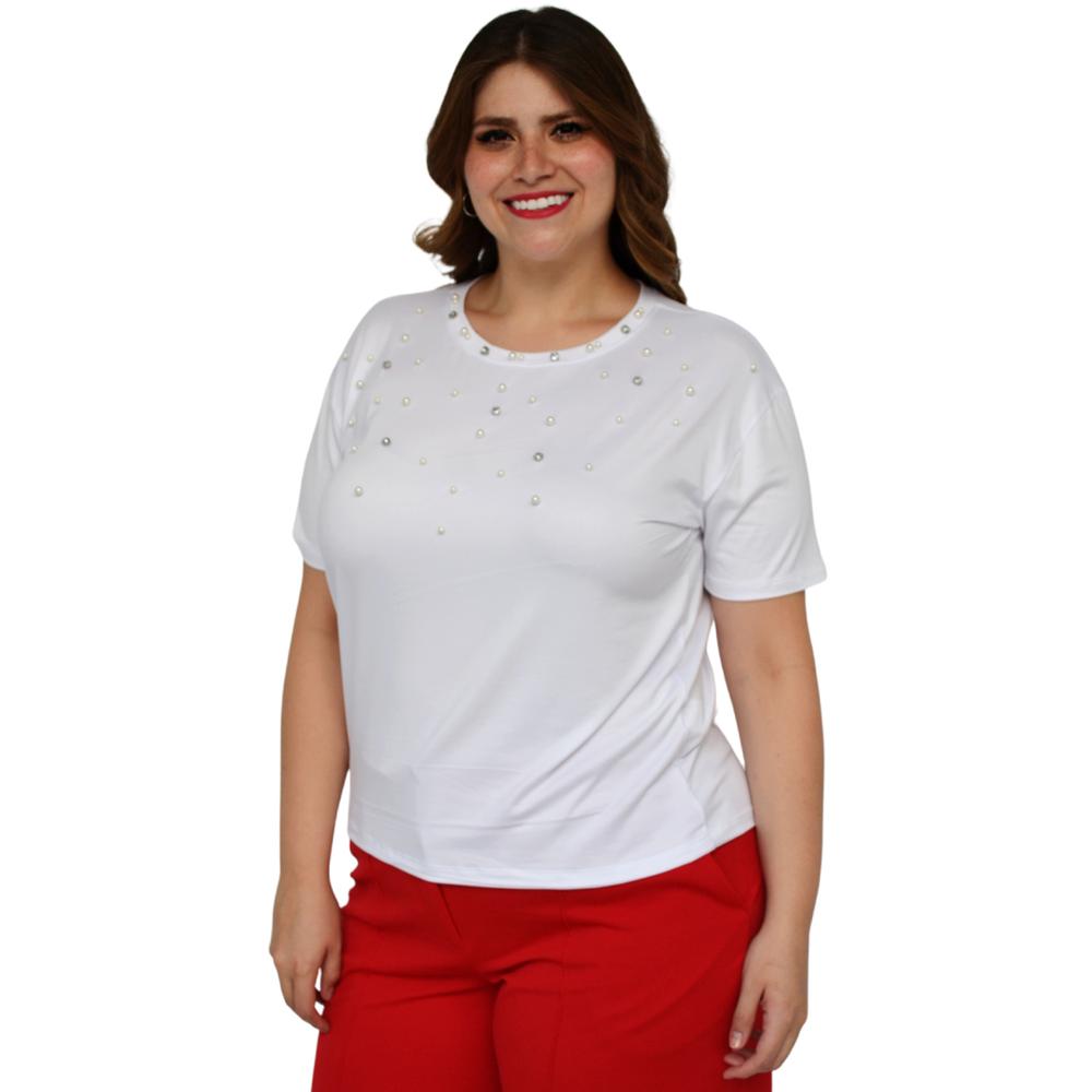 Foto 3 pulgar | Playera para Dama Roman Fashion 3022-A color Blanco