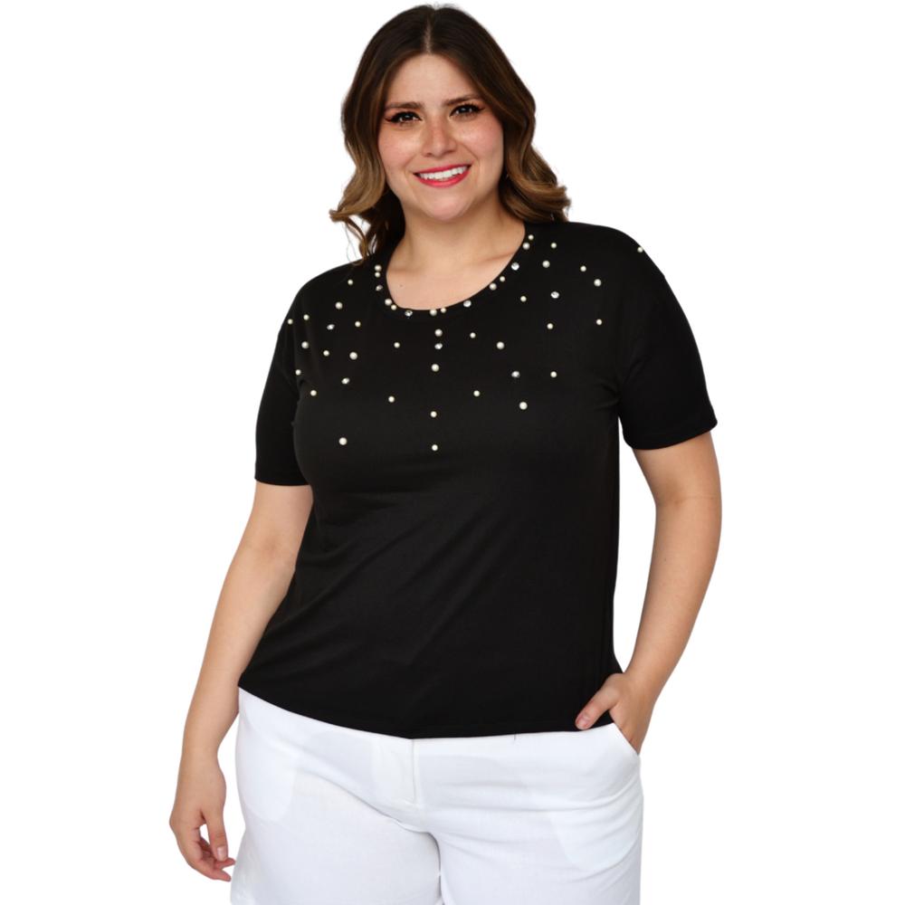 Foto 2 pulgar | Playera para Dama Roman Fashion 3022-A color Negro