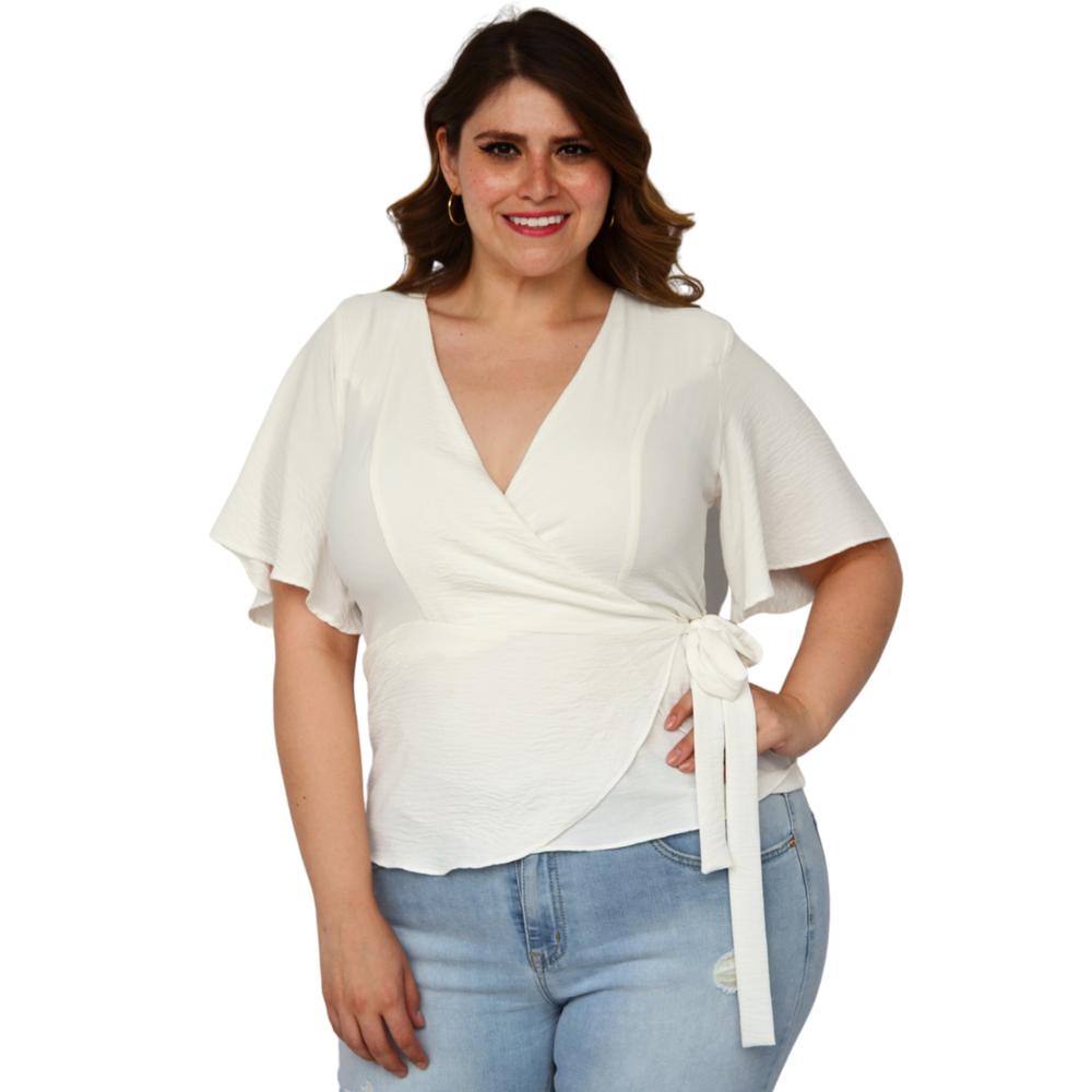 Blusa de Manga Amplia Roman Fashion 0416 color Blanco Talla Extra