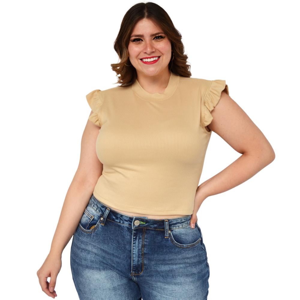 Blusa Roman Fashion color Beige para Mujer