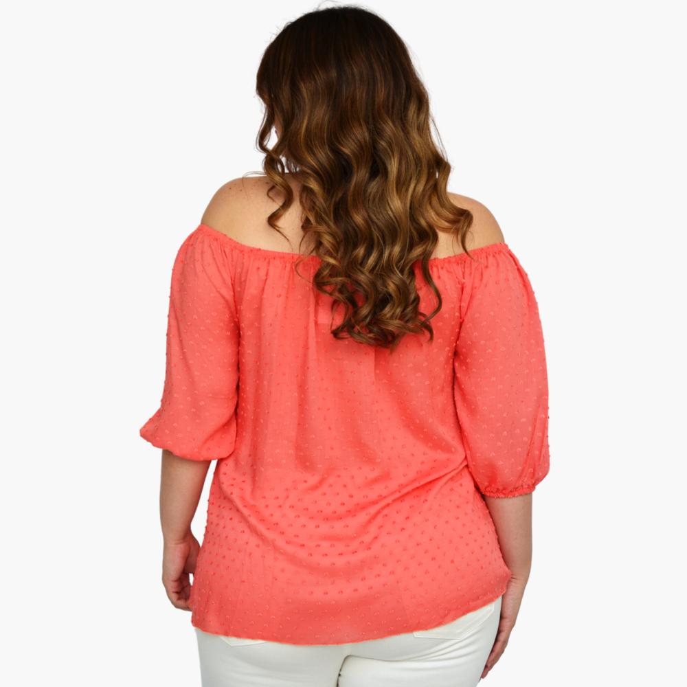 Foto 3 pulgar | Blusa Straple con Resorte Roman Fashion 1694 color Coral para Mujer