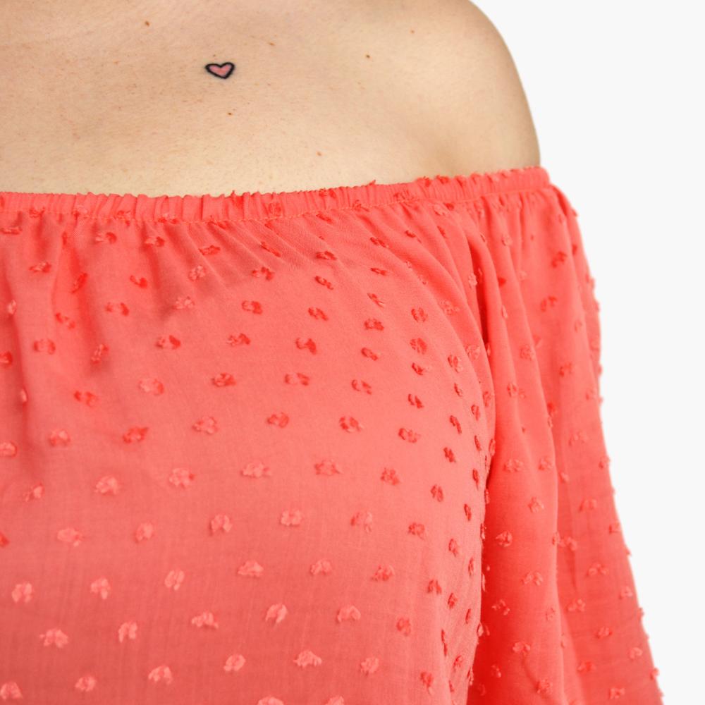 Foto 4 pulgar | Blusa Straple con Resorte Roman Fashion 1694 color Coral para Mujer