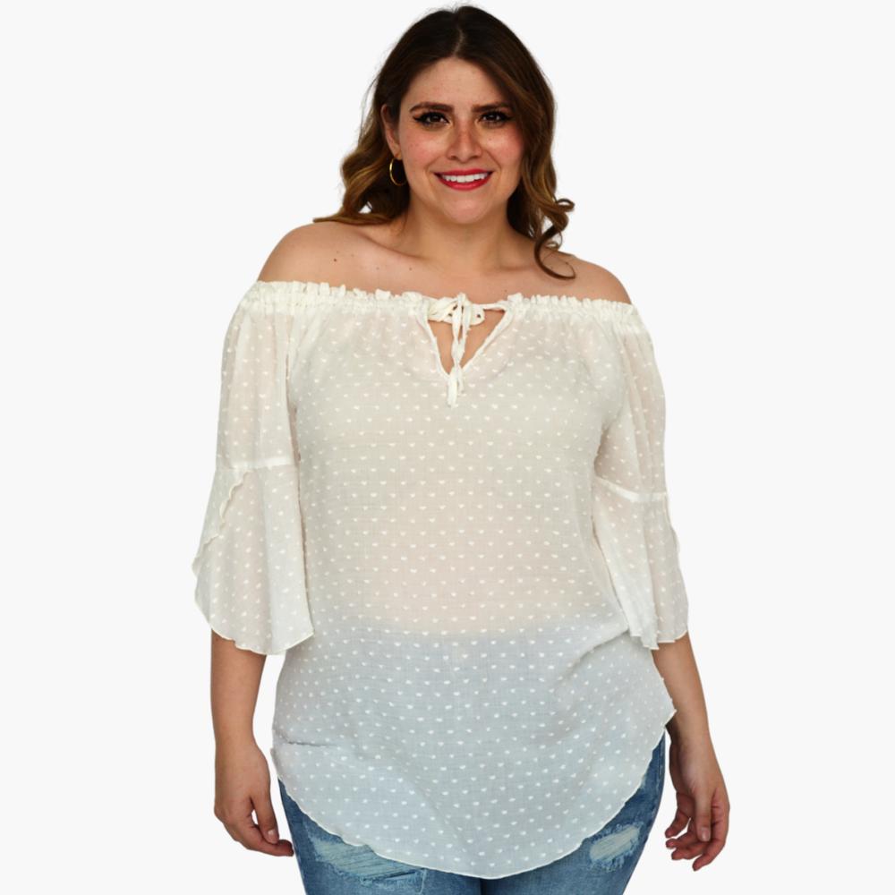 Foto 2 pulgar | Blusa Roman Fashion 1628 color Blanco para Mujer