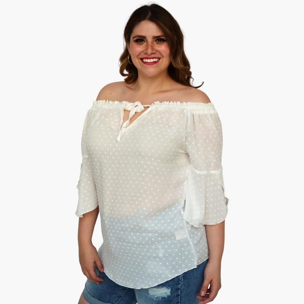 Foto 3 pulgar | Blusa Roman Fashion 1628 color Blanco para Mujer