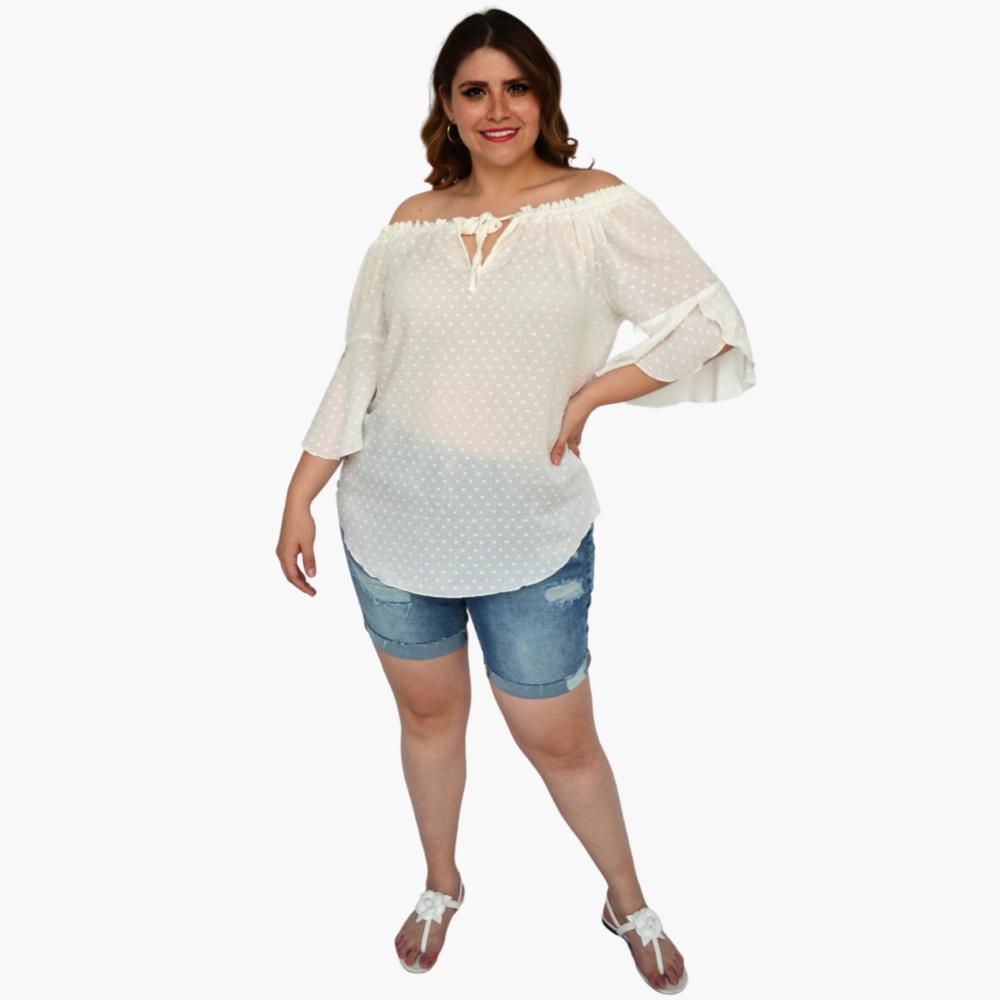 Foto 6 pulgar | Blusa Roman Fashion 1628 color Blanco para Mujer