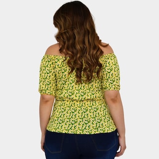 Foto 2 | Blusa Campesina Roman Fashion 1783 color Amarillo Talla Extra