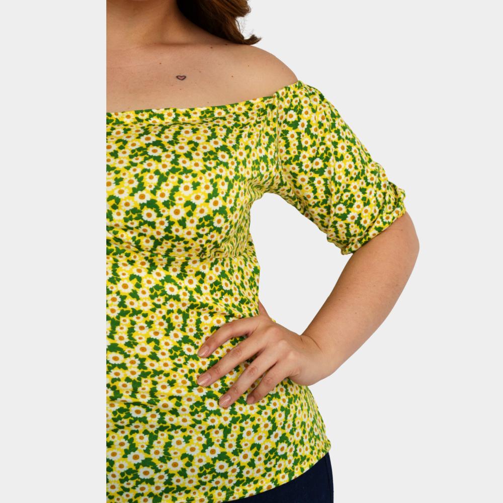 Foto 4 pulgar | Blusa Campesina Roman Fashion 1783 color Amarillo Talla Extra