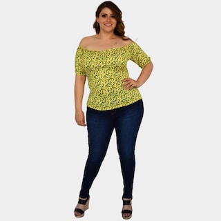 Foto 4 | Blusa Campesina Roman Fashion 1783 color Amarillo Talla Extra