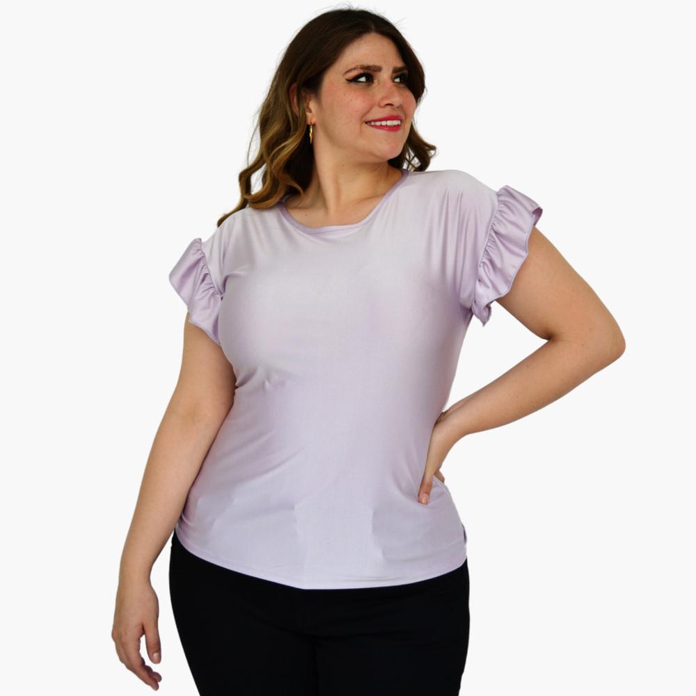 Foto 2 pulgar | Blusa Satinada Roman Fashion 1777 color Púrpura Talla Extra