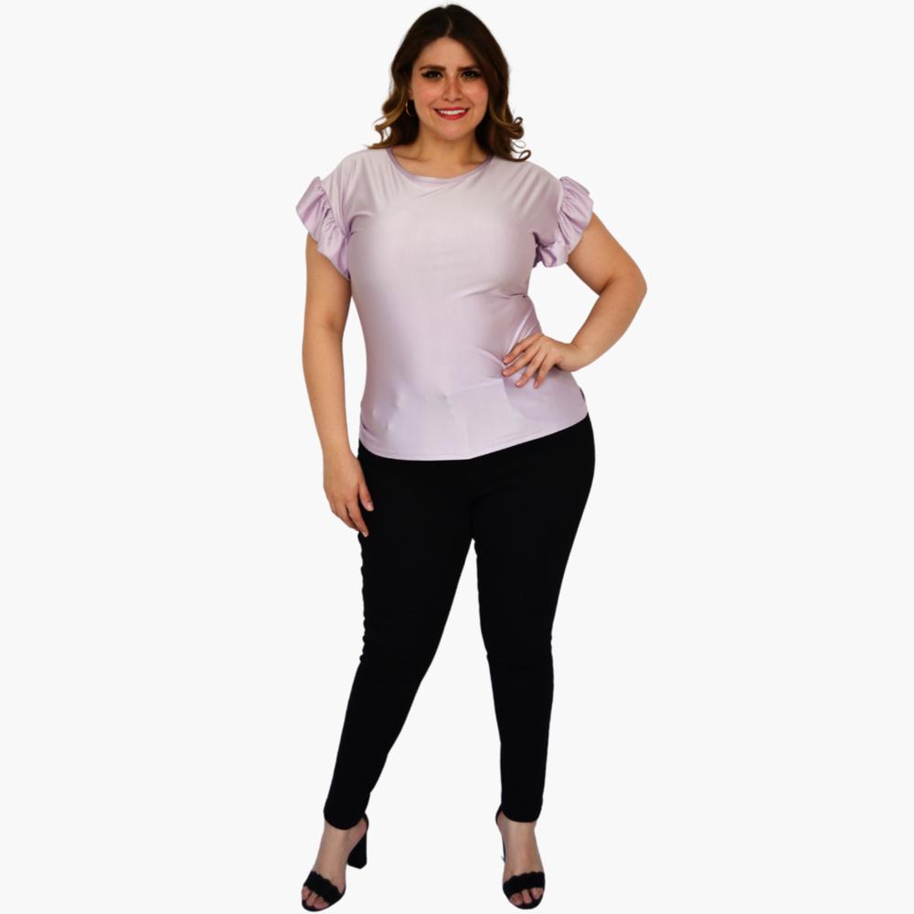 Foto 5 pulgar | Blusa Satinada Roman Fashion 1777 color Púrpura Talla Extra