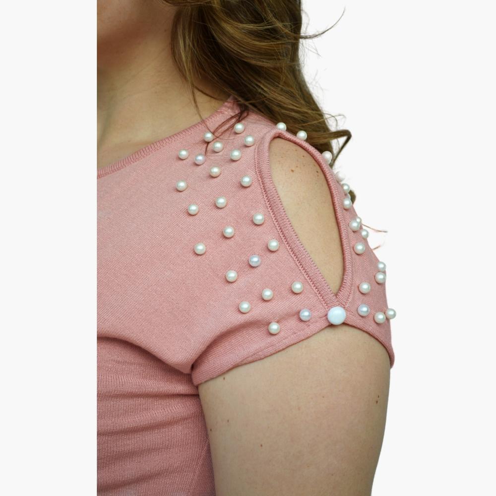 Foto 3 | Blusa ROMAN FASHION 2022 color Rosa Tejida con Perlas Talla Extra