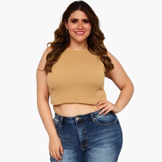 Foto 1 | Top Tejido ROMAN FASHION 2264 color Marrón Talla Extra