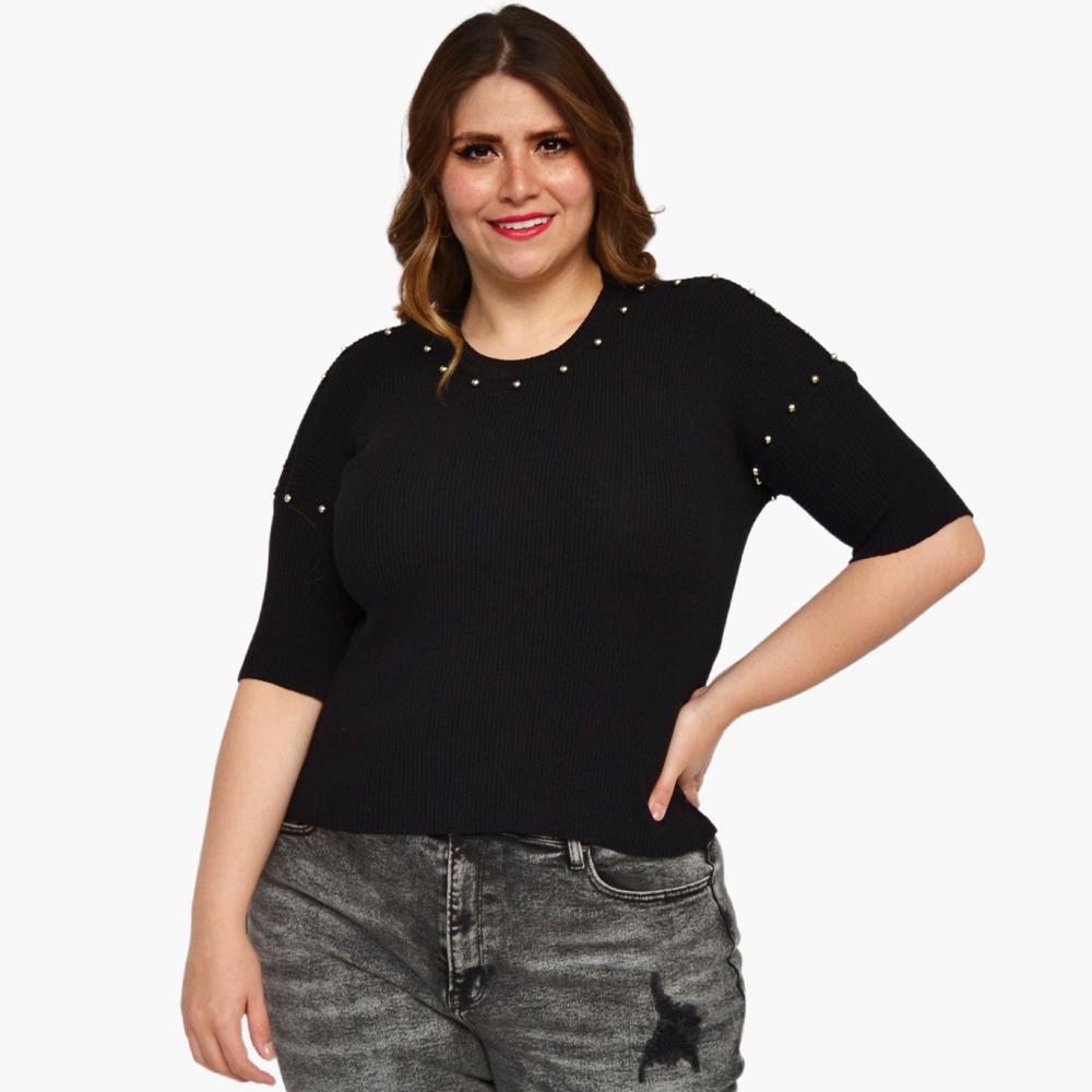 Blusa Tejida ROMAN FASHION 2024 color Negro Talla Extra