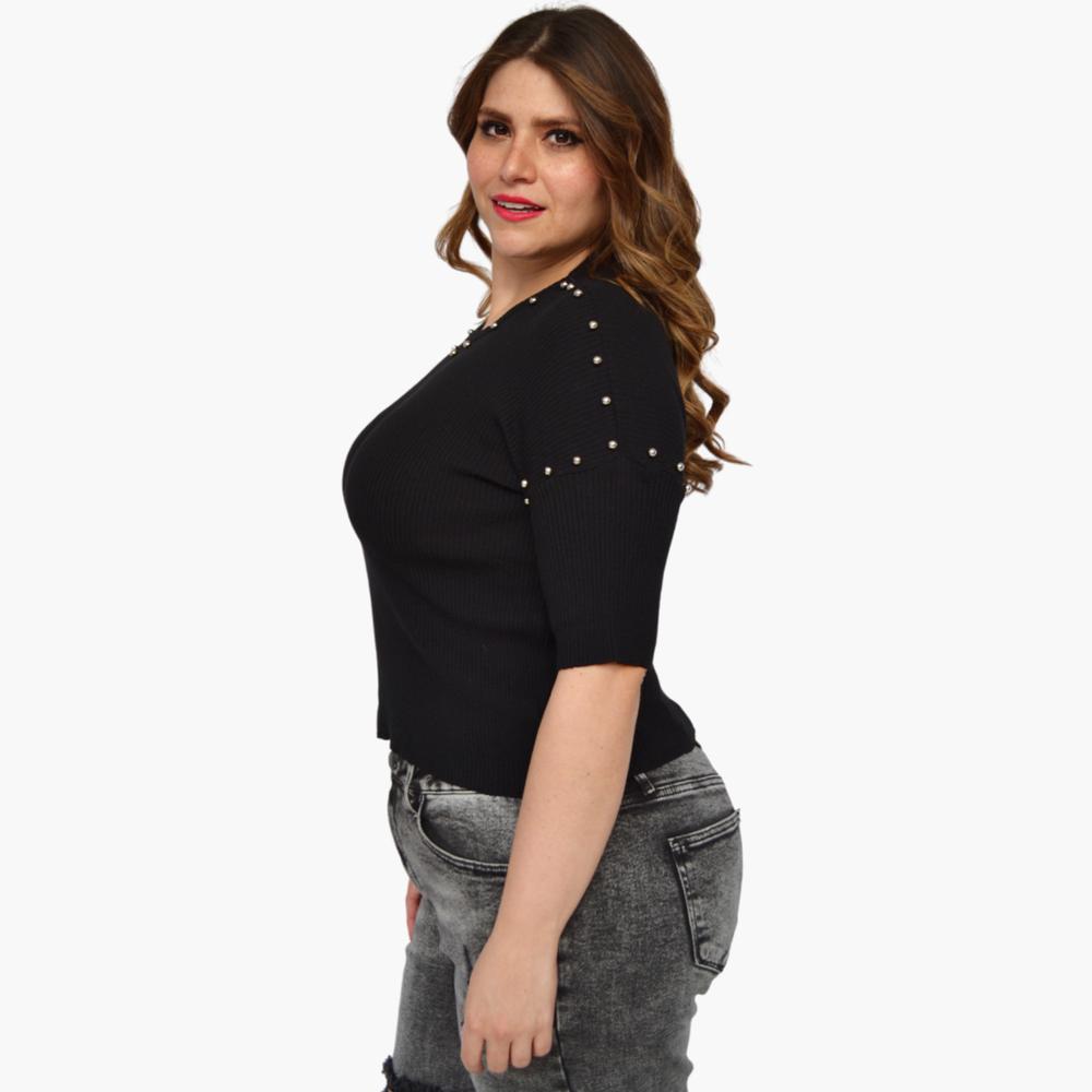 Foto 2 | Blusa Tejida ROMAN FASHION 2024 color Negro Talla Extra