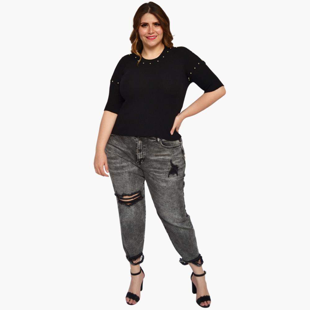 Foto 5 | Blusa Tejida ROMAN FASHION 2024 color Negro Talla Extra
