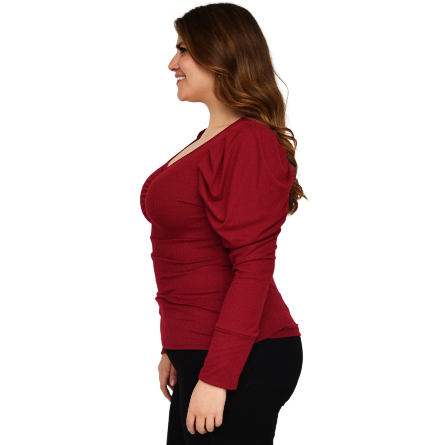 Foto 3 pulgar | Blusa Casual ROMAN FASHION 1785 color Vino Tallas Extras