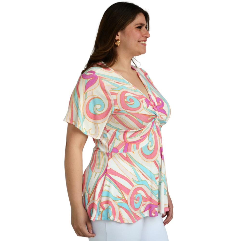 Foto 3 pulgar | Blusa Roman Fashion Manga 3/4 para Mujer