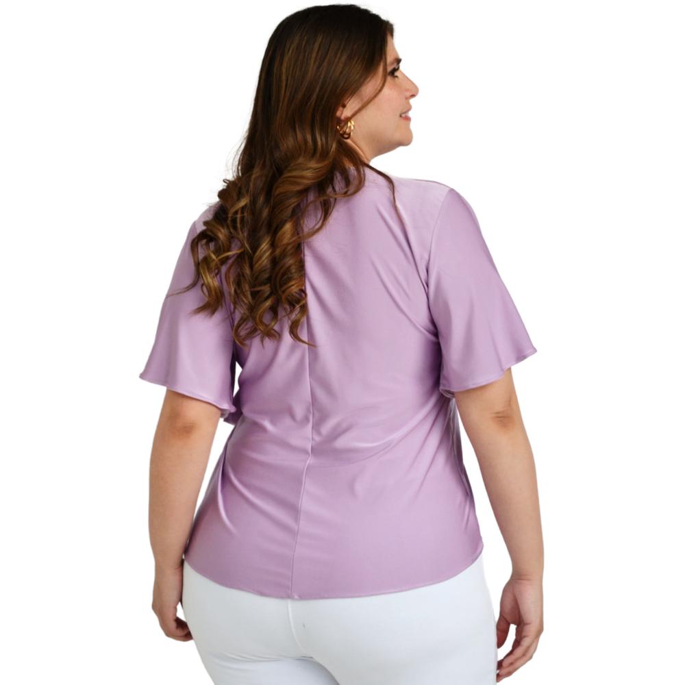 Foto 4 pulgar | Blusa Roman Fashion Manga 3/4 color Púrpura para Mujer