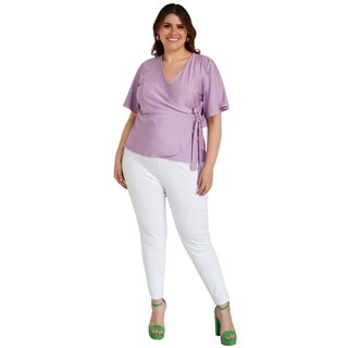 Foto 5 | Blusa Roman Fashion Manga 3/4 color Púrpura para Mujer