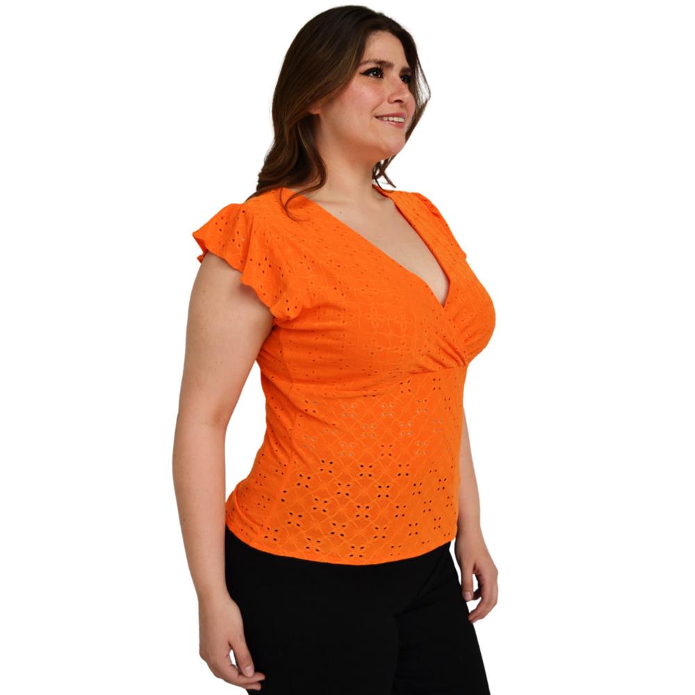 Foto 3 pulgar | Blusa Roman Fashion BL-ELY-0315 color Naranja sin Mangas para Mujer