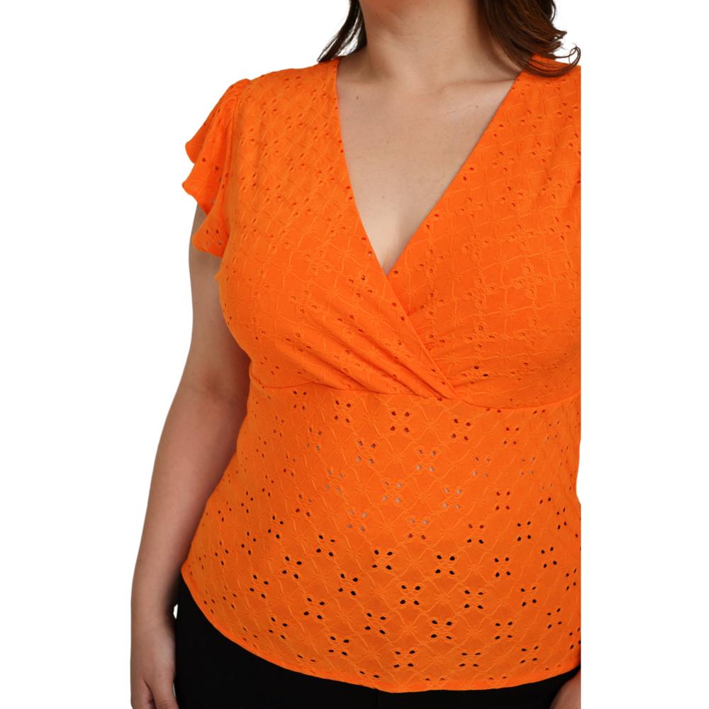 Foto 5 pulgar | Blusa Roman Fashion BL-ELY-0315 color Naranja sin Mangas para Mujer