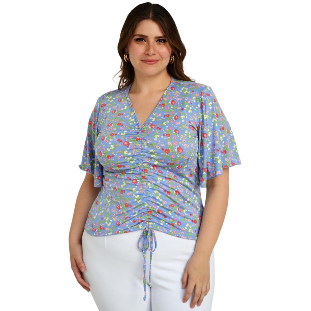 Blusa Roman Fashion Manga 3/4 color Azul para Mujer