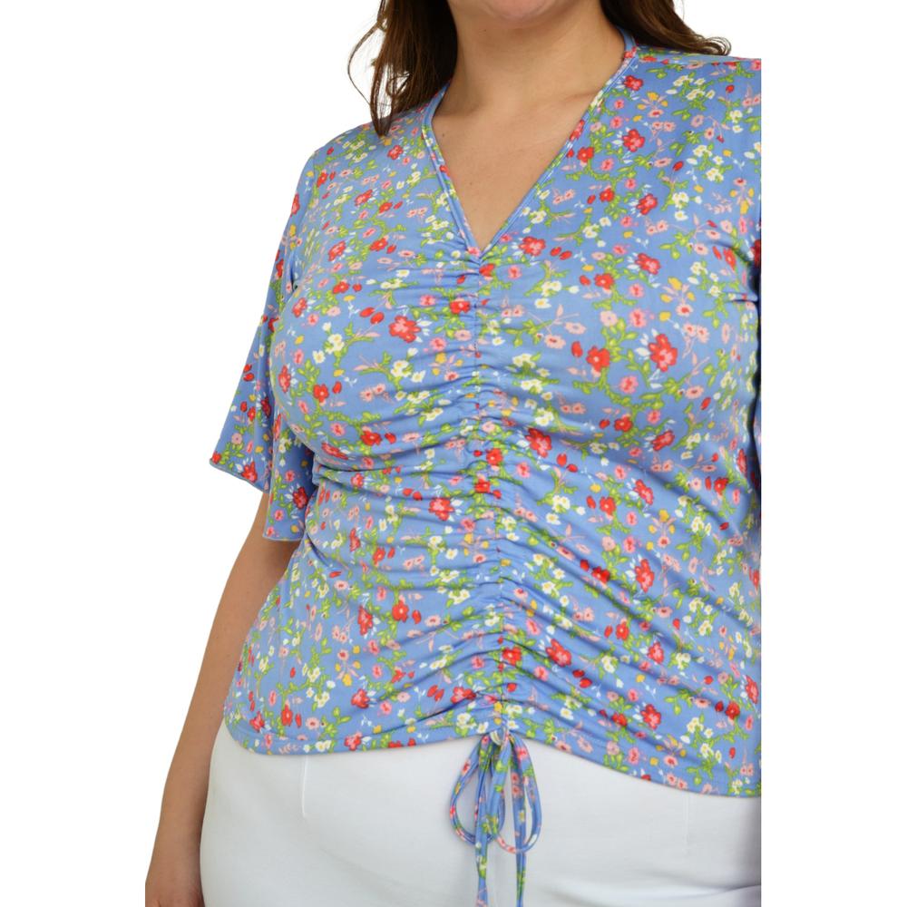 Foto 6 pulgar | Blusa Roman Fashion Manga 3/4 color Azul para Mujer
